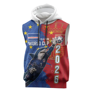 Custom Cape Verde Football 2026 Debut Sleeveless Hoodie Blue Sharks Stand Strong