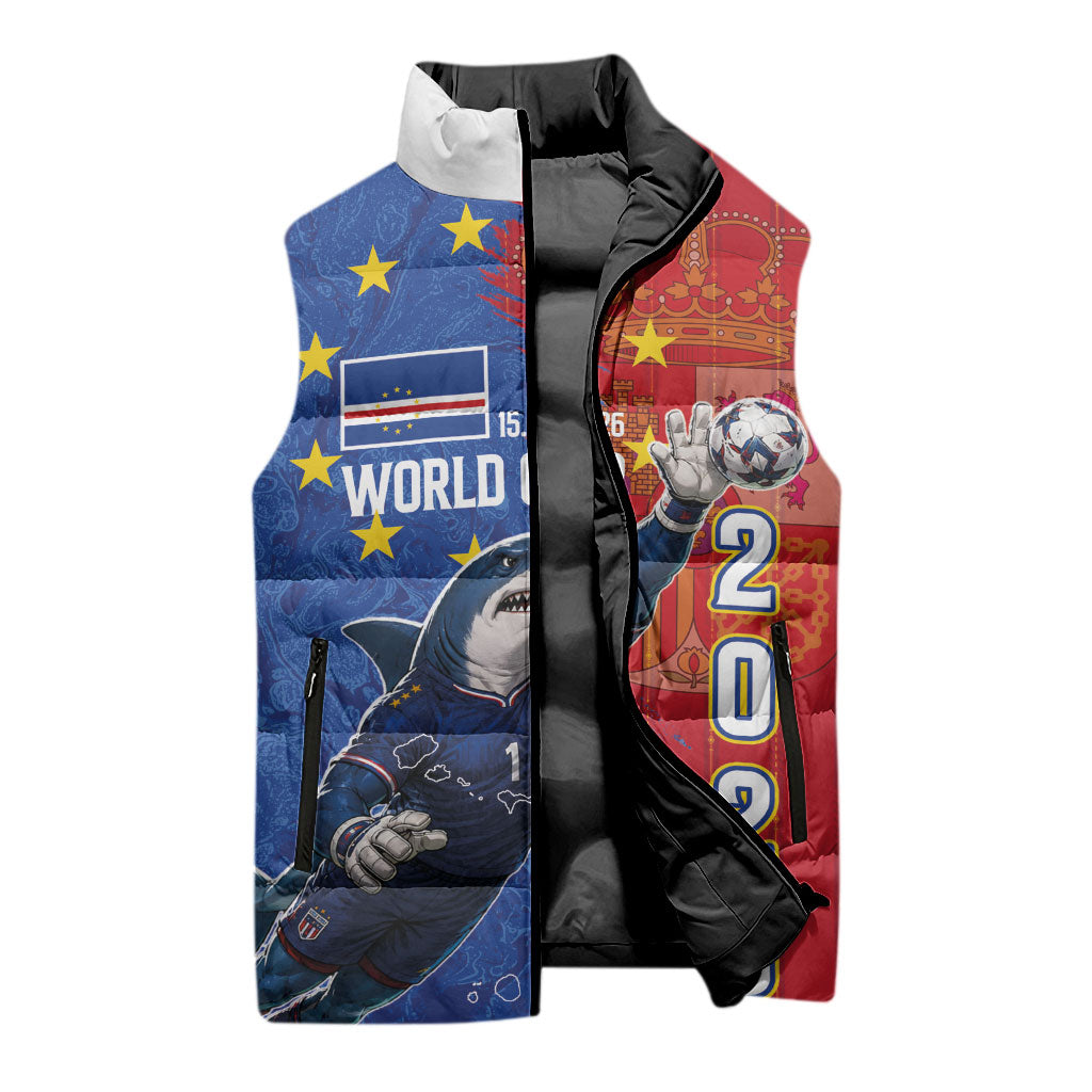 Custom Cape Verde Football 2026 Debut Sleeveless Puffer Jacket Blue Sharks Stand Strong