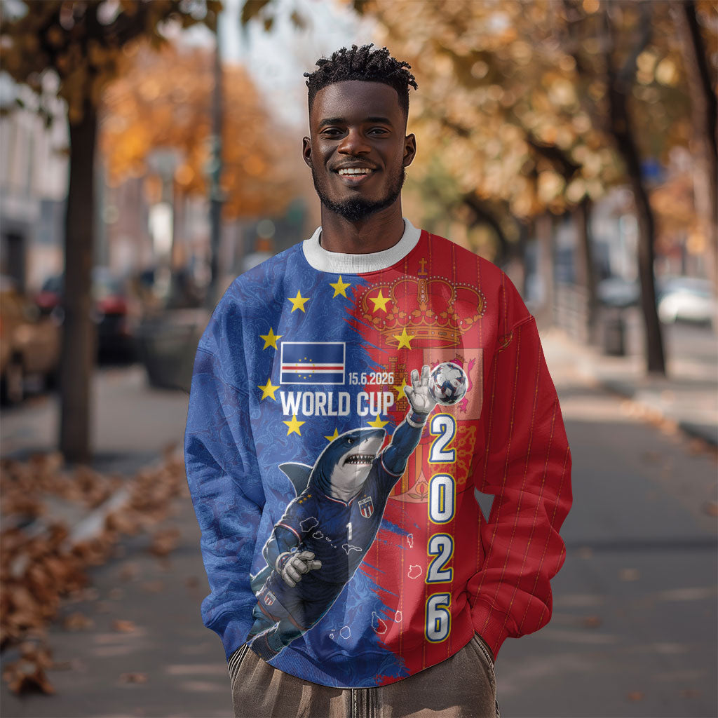 Custom Cape Verde Football 2026 Debut Sweatshirt Blue Sharks Stand Strong