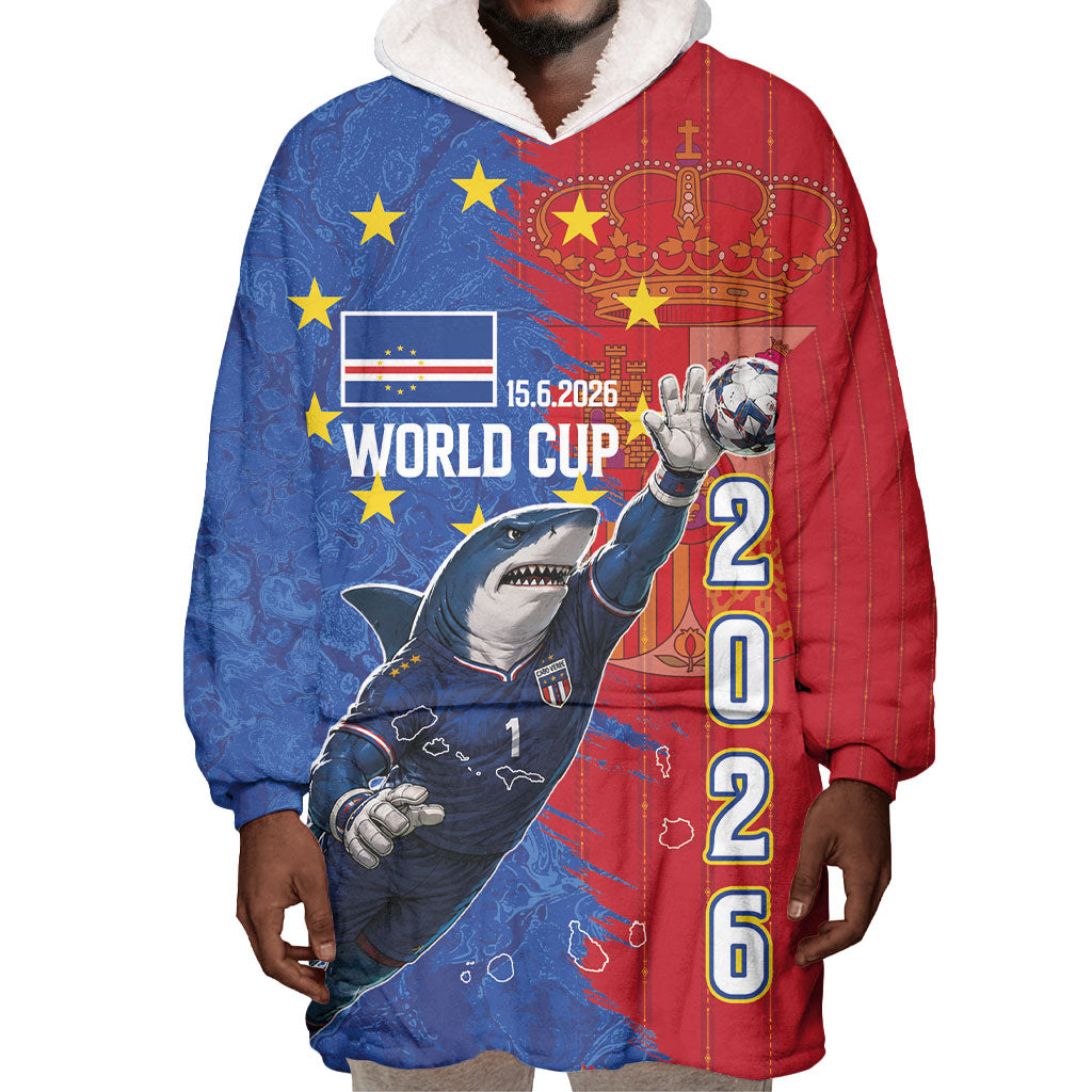 Custom Cape Verde Football 2026 Debut Wearable Blanket Hoodie Blue Sharks Stand Strong