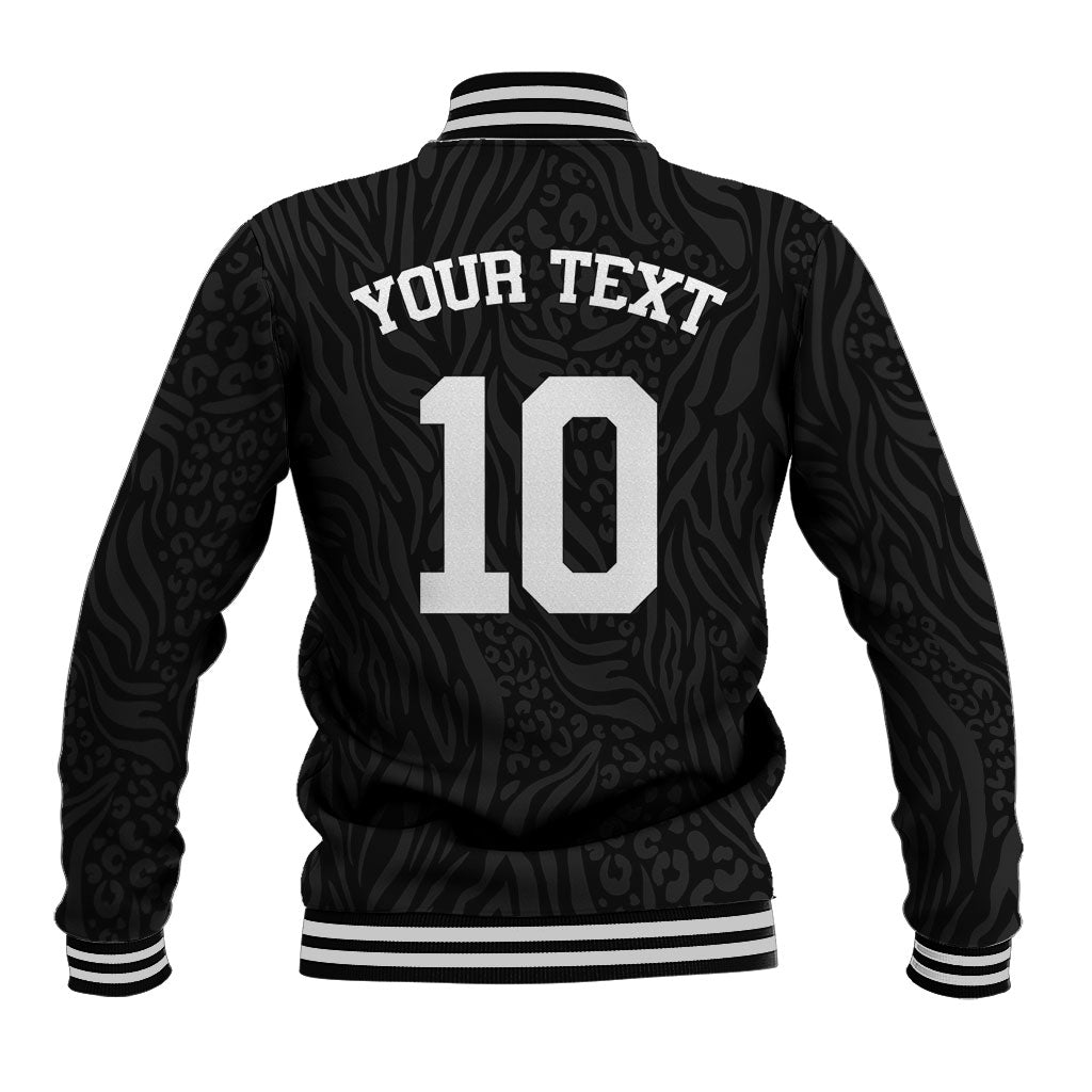 Custom DR Congo Football Baseball Jacket Leopards Texture Wild Black