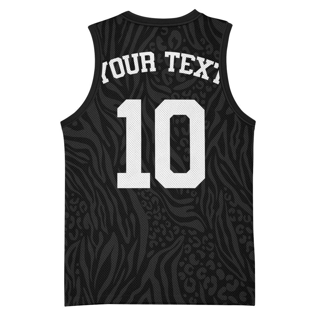 Custom DR Congo Football Basketball Jersey Leopards Texture Wild Black