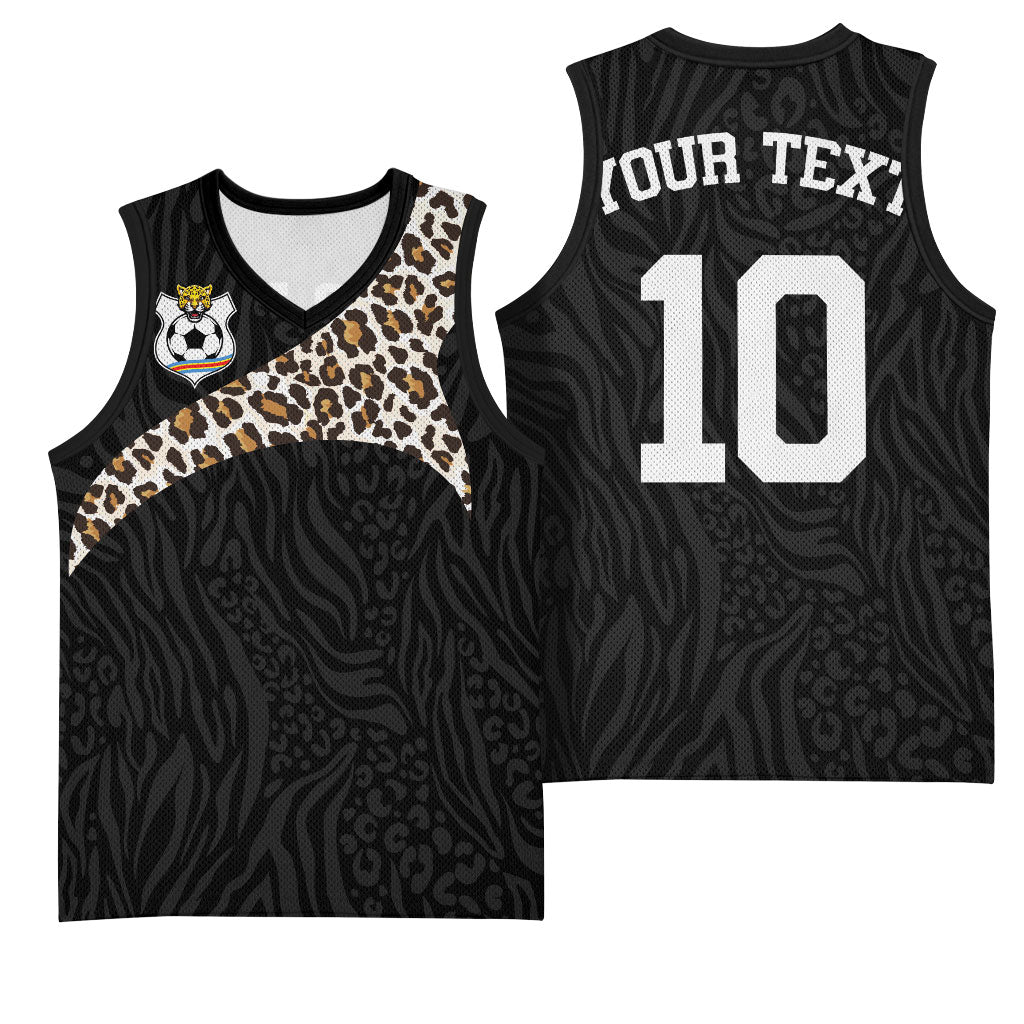 Custom DR Congo Football Basketball Jersey Leopards Texture Wild Black