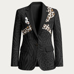 Custom DR Congo Football Blazer Leopards Texture Wild Black