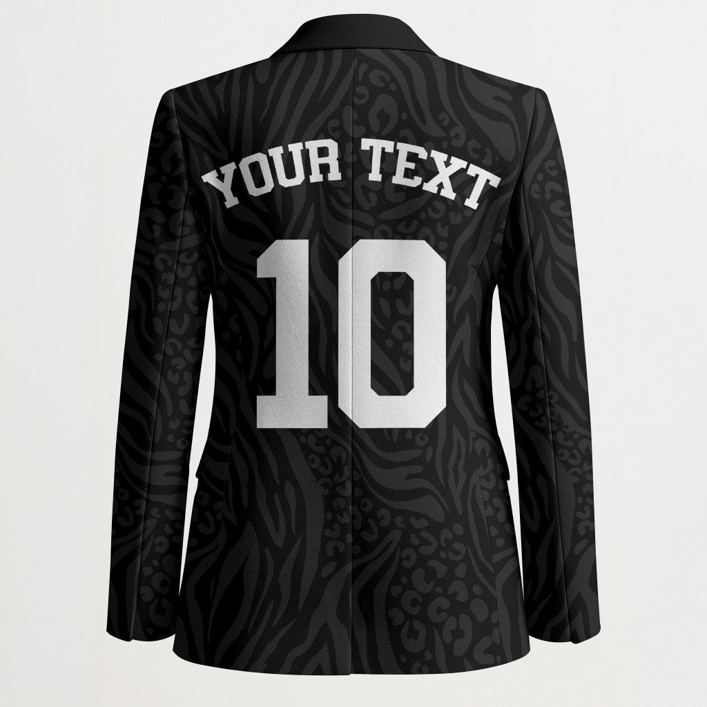 Custom DR Congo Football Blazer Leopards Texture Wild Black