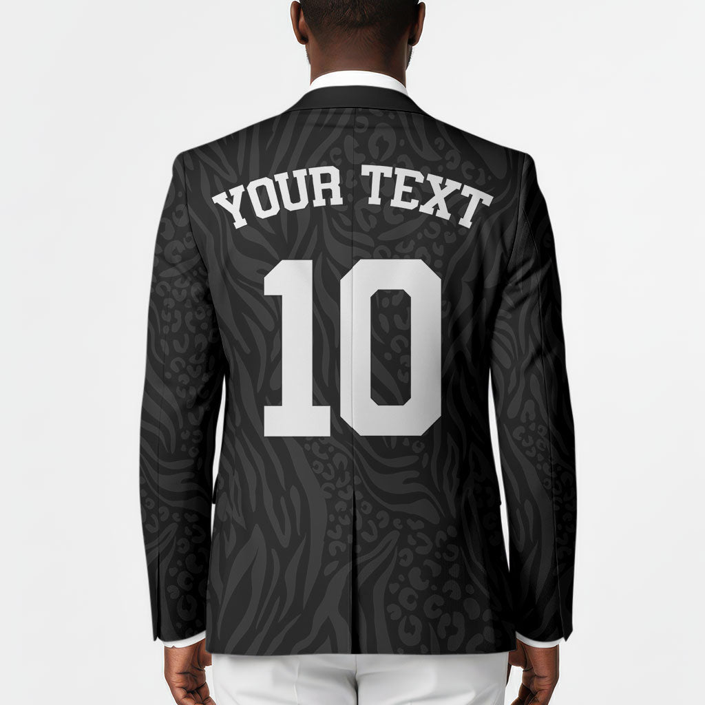 Custom DR Congo Football Blazer Leopards Texture Wild Black