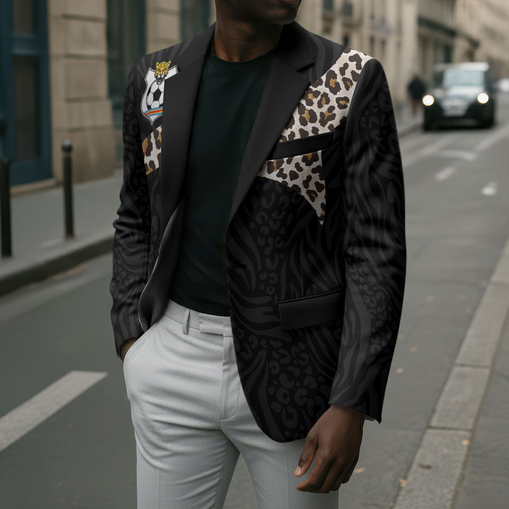 Custom DR Congo Football Blazer Leopards Texture Wild Black