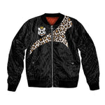 Custom DR Congo Football Bomber Jacket Leopards Texture Wild Black
