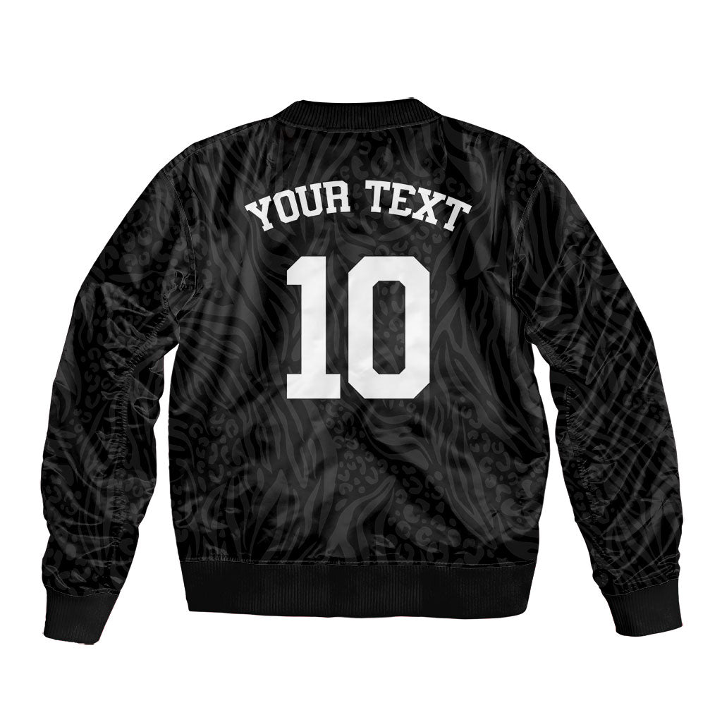 Custom DR Congo Football Bomber Jacket Leopards Texture Wild Black