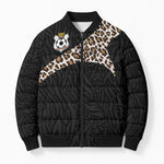 Custom DR Congo Football Bomber Puffer Jacket Leopards Texture Wild Black