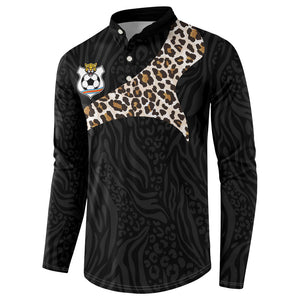 Custom DR Congo Football Button Sweatshirt Leopards Texture Wild Black