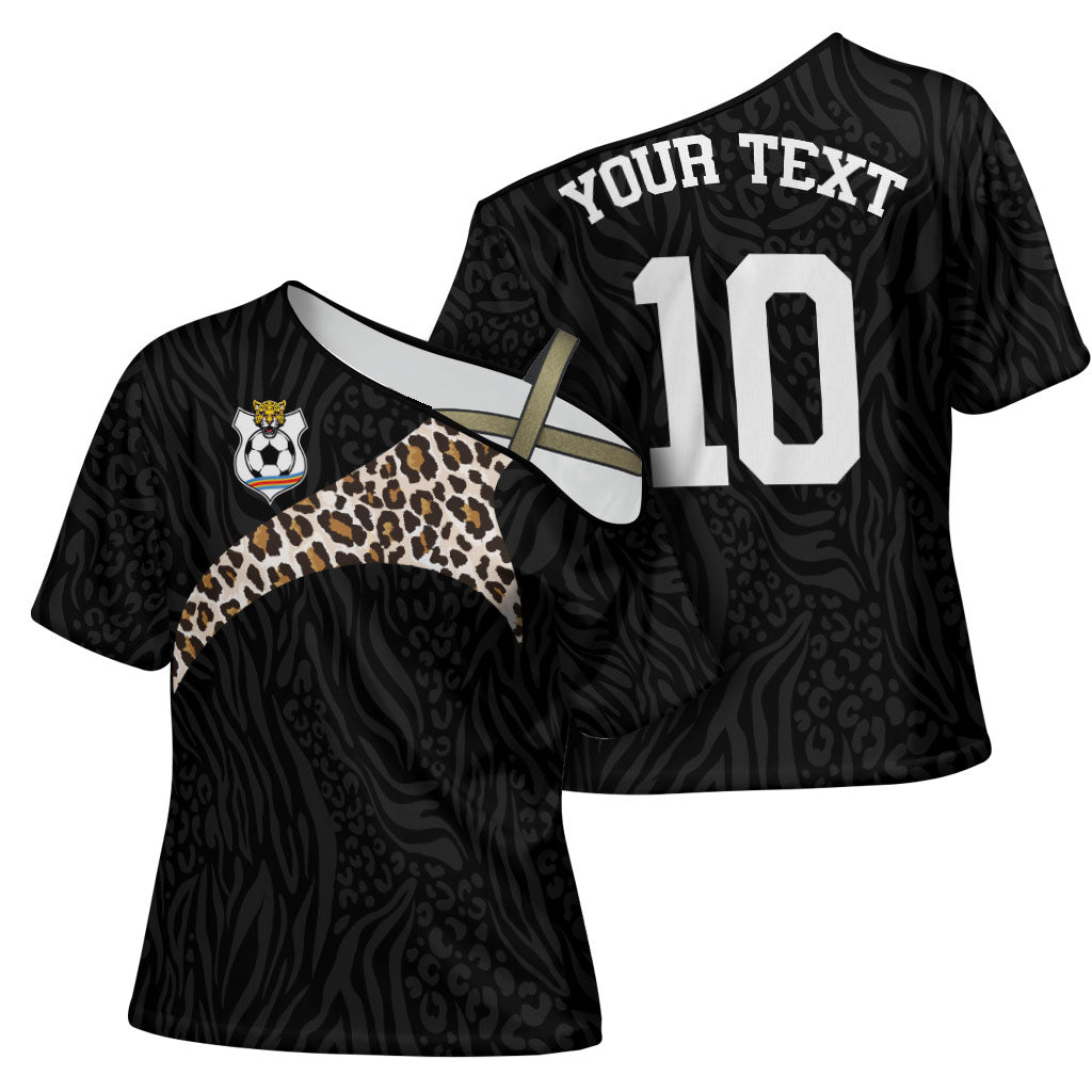 Custom DR Congo Football Cross Shoulder Shirt Leopards Texture Wild Black