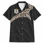 Custom DR Congo Football Hawaiian Shirt Leopards Texture Wild Black