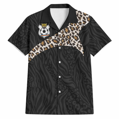 Custom DR Congo Football Hawaiian Shirt Leopards Texture Wild Black