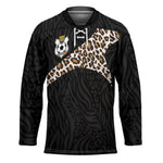 Custom DR Congo Football Hockey Jersey Leopards Texture Wild Black
