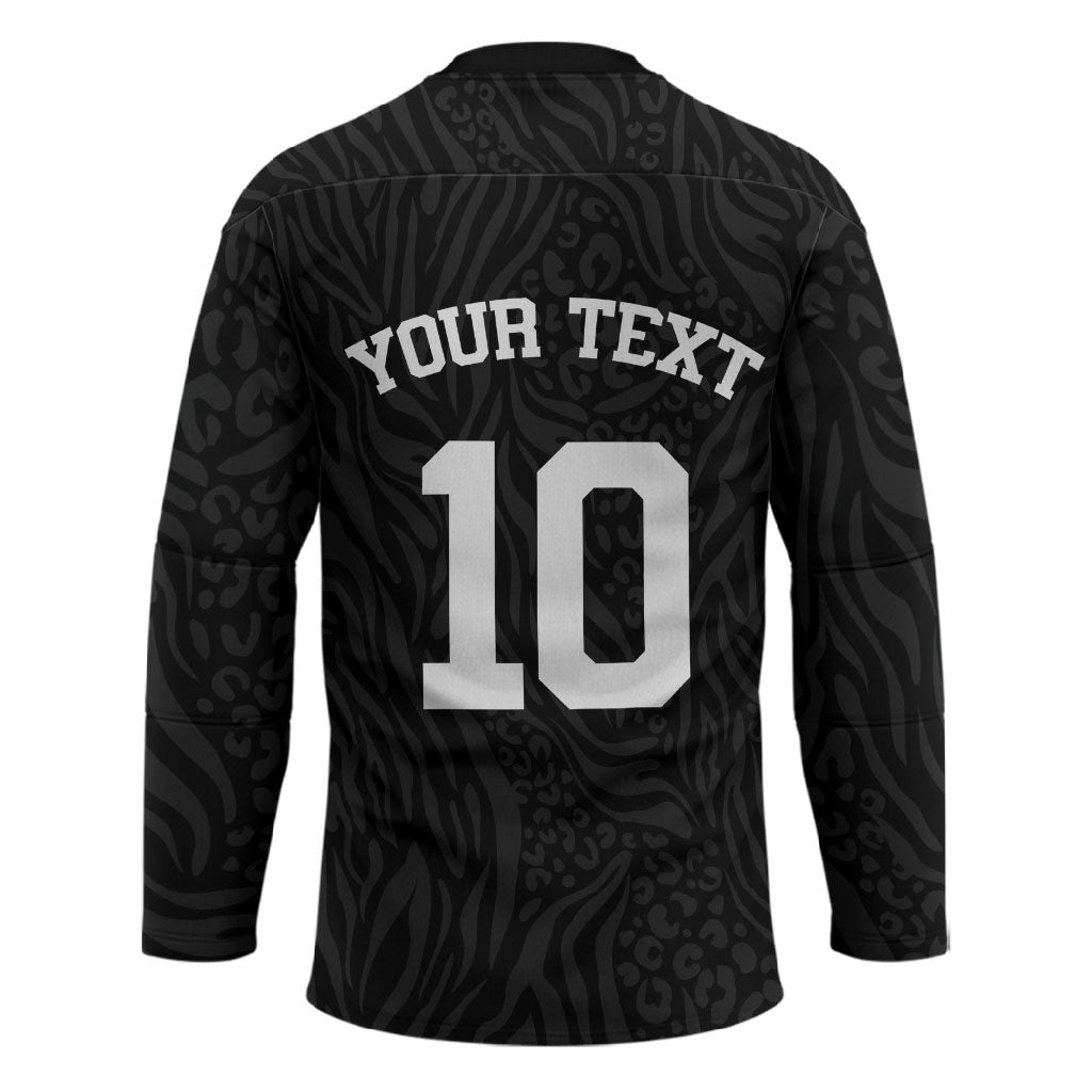 Custom DR Congo Football Hockey Jersey Leopards Texture Wild Black