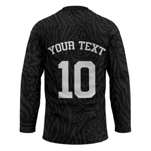 Custom DR Congo Football Hockey Jersey Leopards Texture Wild Black