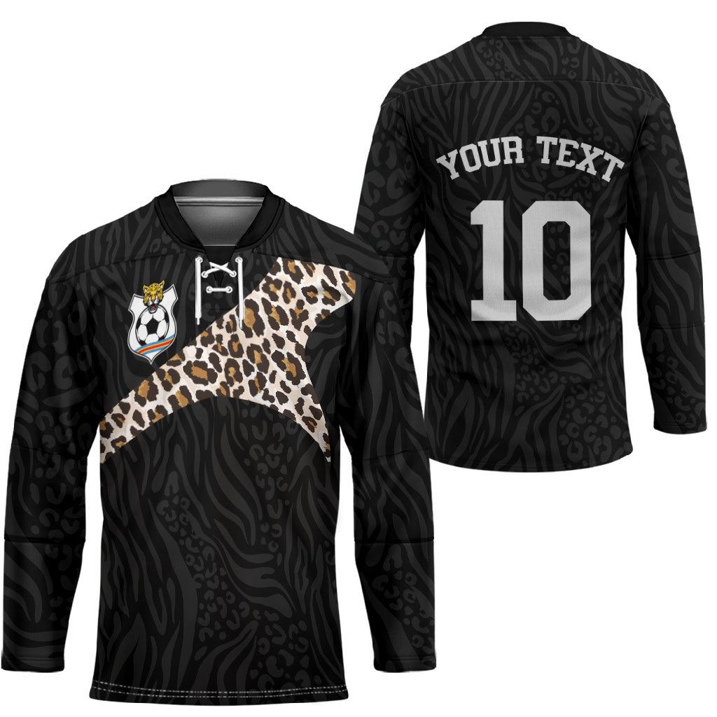 Custom DR Congo Football Hockey Jersey Leopards Texture Wild Black