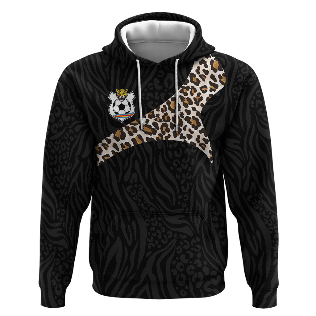 Custom DR Congo Football Hoodie Leopards Texture Wild Black