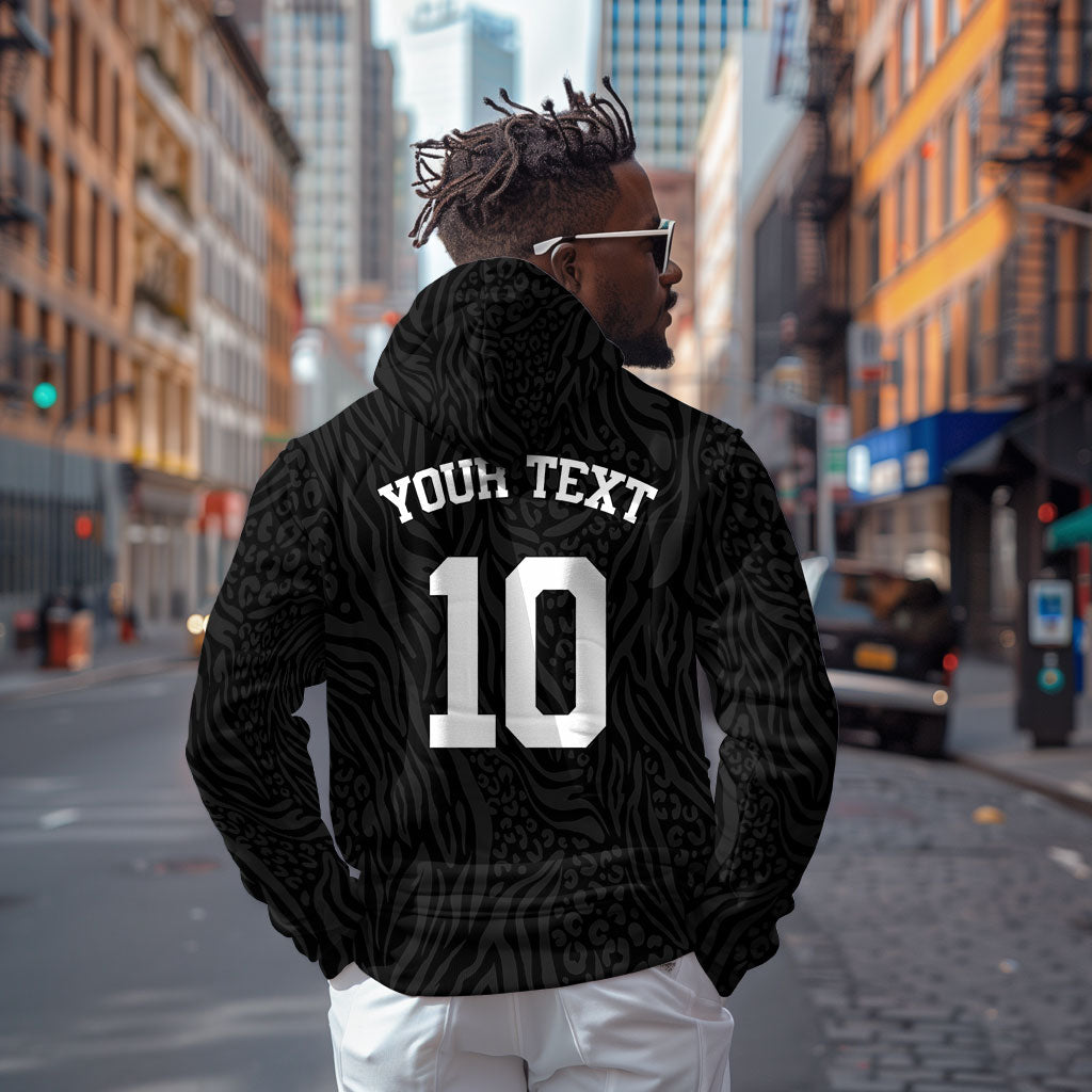Custom DR Congo Football Hoodie Leopards Texture Wild Black