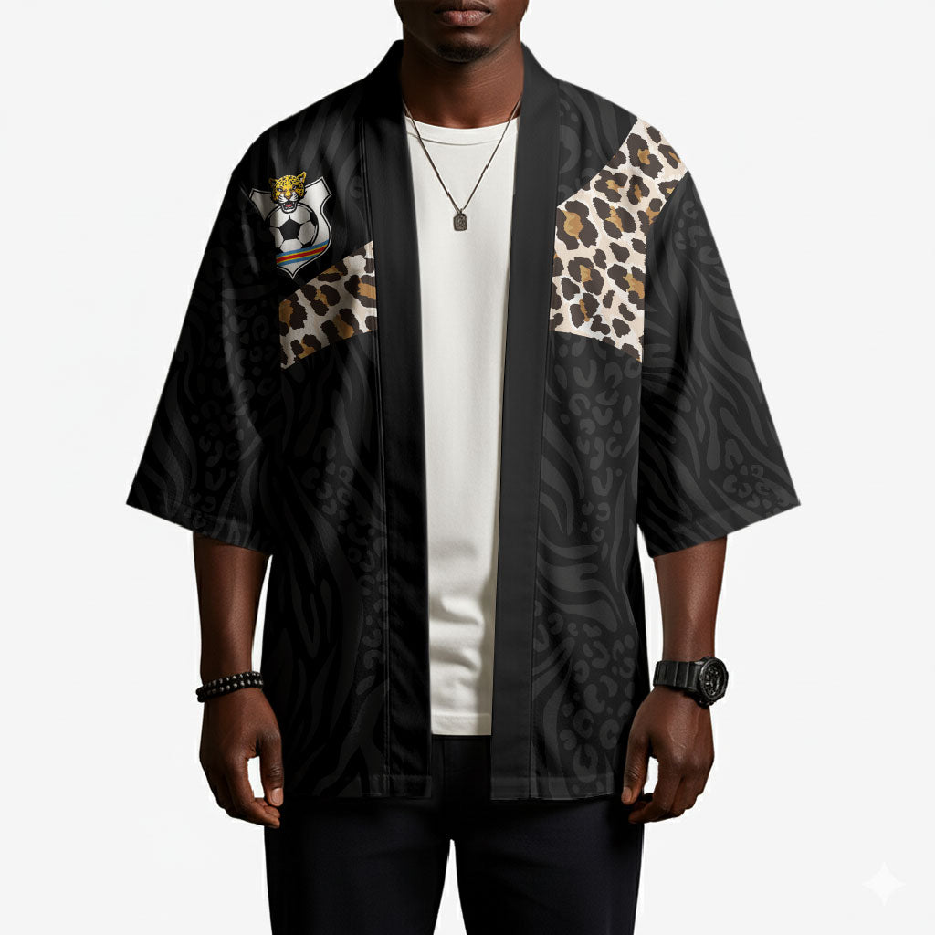 Custom DR Congo Football Kimono Leopards Texture Wild Black