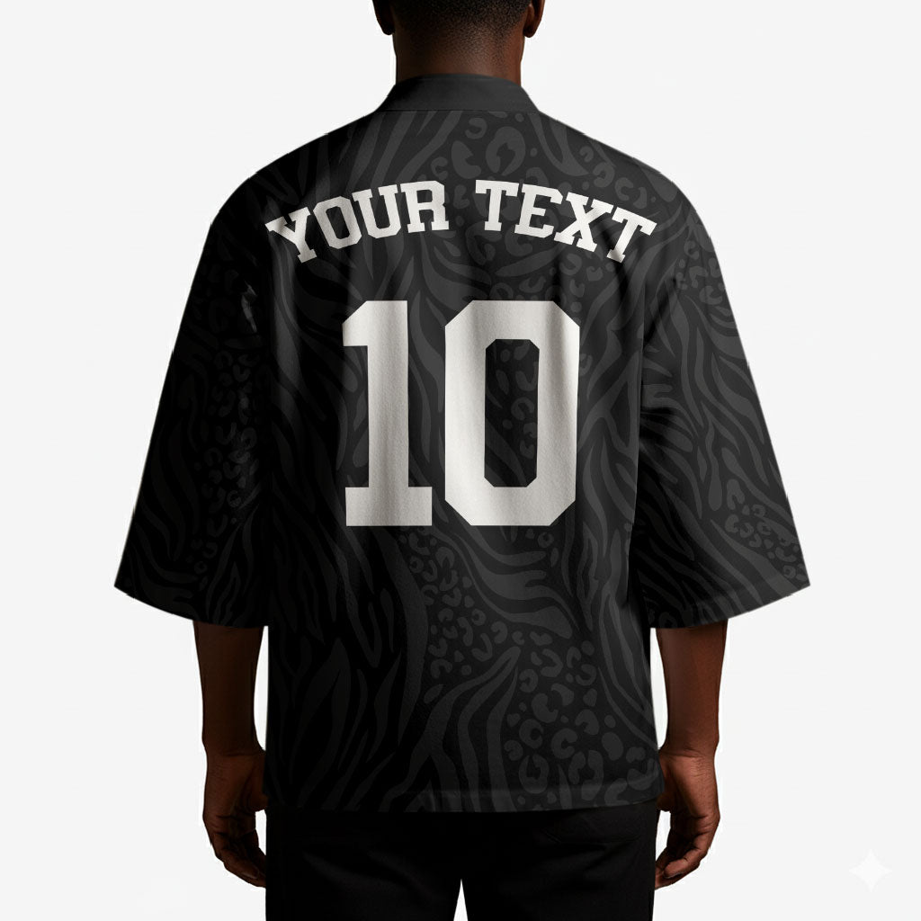 Custom DR Congo Football Kimono Leopards Texture Wild Black