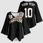 Custom DR Congo Football Kimono Sleeve Blouse Leopards Texture Wild Black