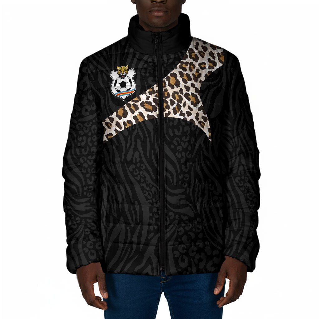 Custom DR Congo Football Padded Jacket Leopards Texture Wild Black