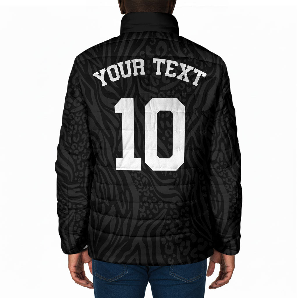 Custom DR Congo Football Padded Jacket Leopards Texture Wild Black