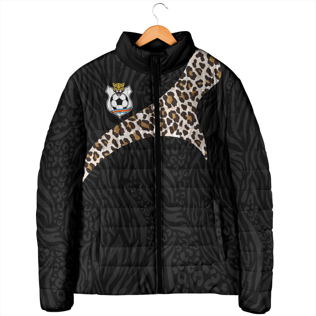 Custom DR Congo Football Padded Jacket Leopards Texture Wild Black