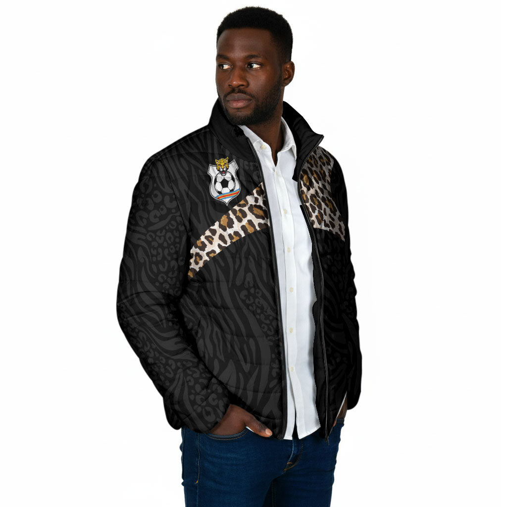 Custom DR Congo Football Padded Jacket Leopards Texture Wild Black