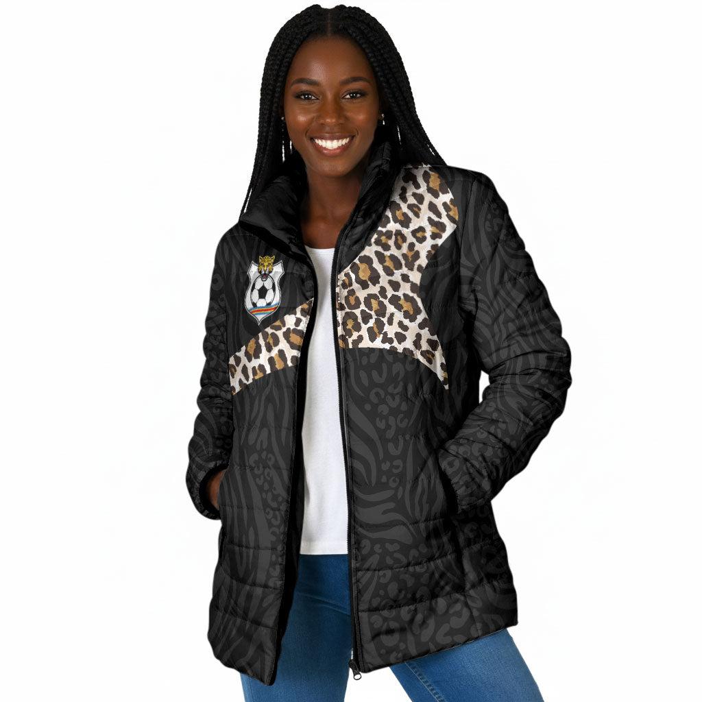 Custom DR Congo Football Padded Jacket Leopards Texture Wild Black