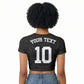 Custom DR Congo Football Raglan Cropped T shirt Leopards Texture Wild Black