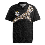 Custom DR Congo Football Rugby Jersey Leopards Texture Wild Black