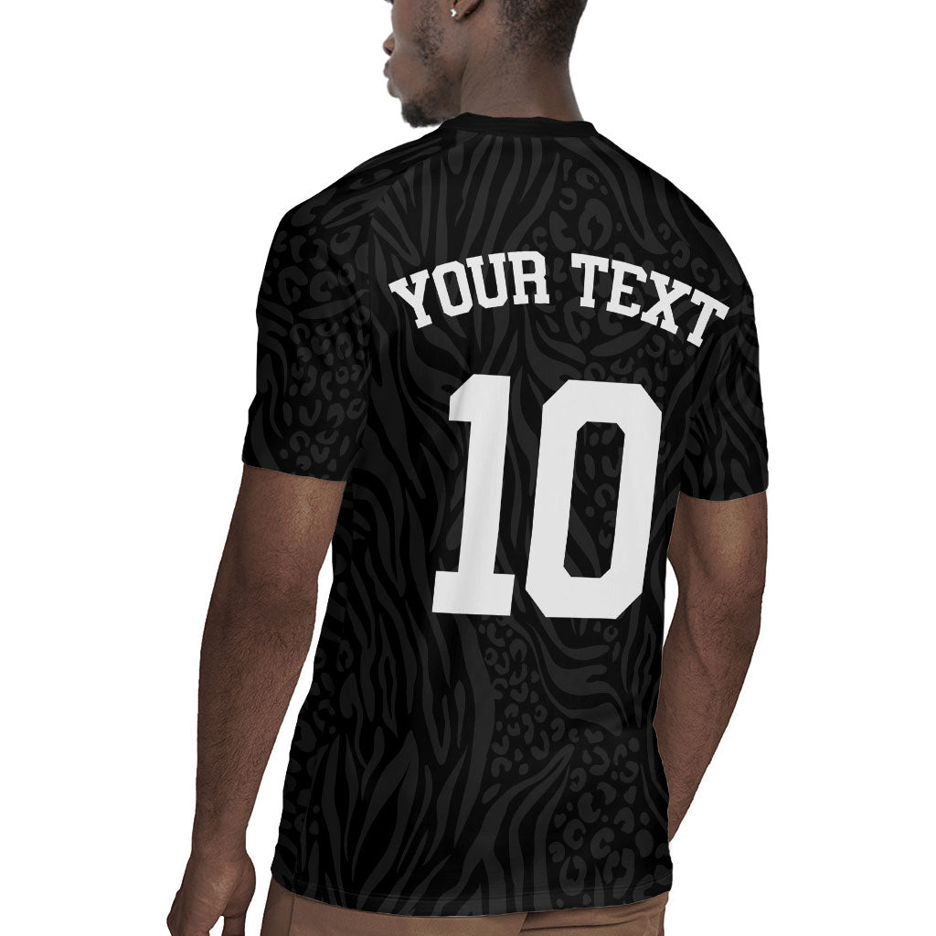 Custom DR Congo Football Rugby Jersey Leopards Texture Wild Black