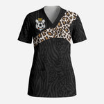Custom DR Congo Football Scrub Top Leopards Texture Wild Black