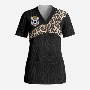 Custom DR Congo Football Scrub Top Leopards Texture Wild Black