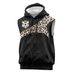 Custom DR Congo Football Sleeveless Hoodie Leopards Texture Wild Black