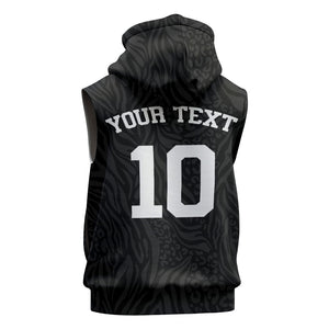 Custom DR Congo Football Sleeveless Hoodie Leopards Texture Wild Black