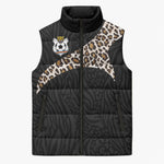 Custom DR Congo Football Sleeveless Puffer Jacket Leopards Texture Wild Black