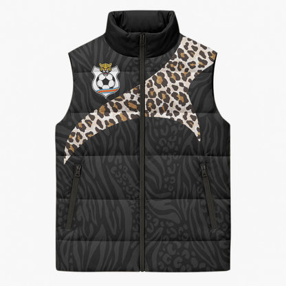 Custom DR Congo Football Sleeveless Puffer Jacket Leopards Texture Wild Black