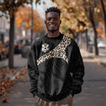 Custom DR Congo Football Sweatshirt Leopards Texture Wild Black