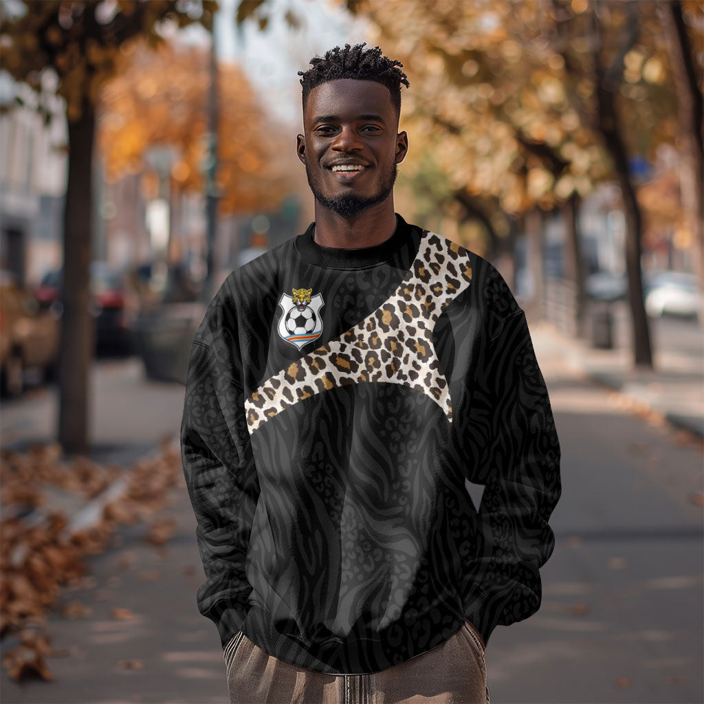 Custom DR Congo Football Sweatshirt Leopards Texture Wild Black