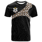 Custom DR Congo Football T shirt Leopards Texture Wild Black