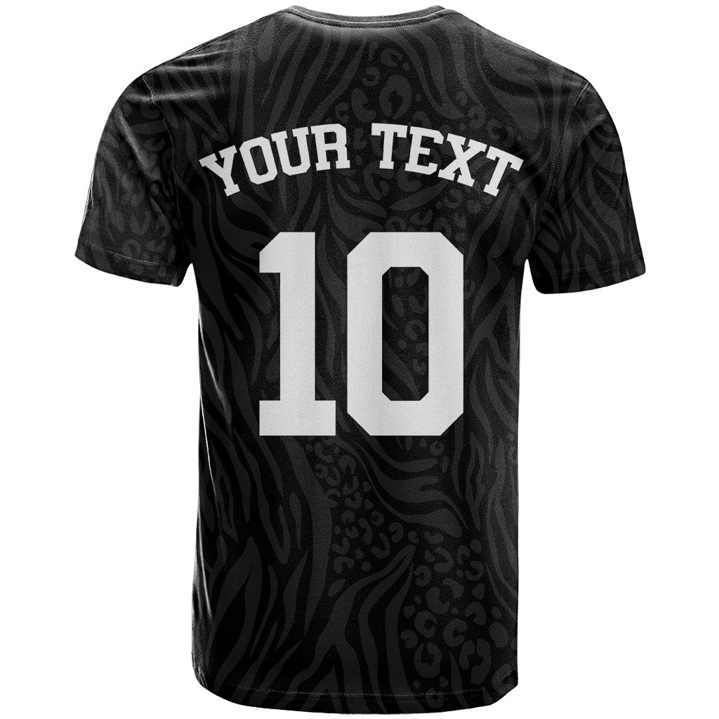 Custom DR Congo Football T shirt Leopards Texture Wild Black