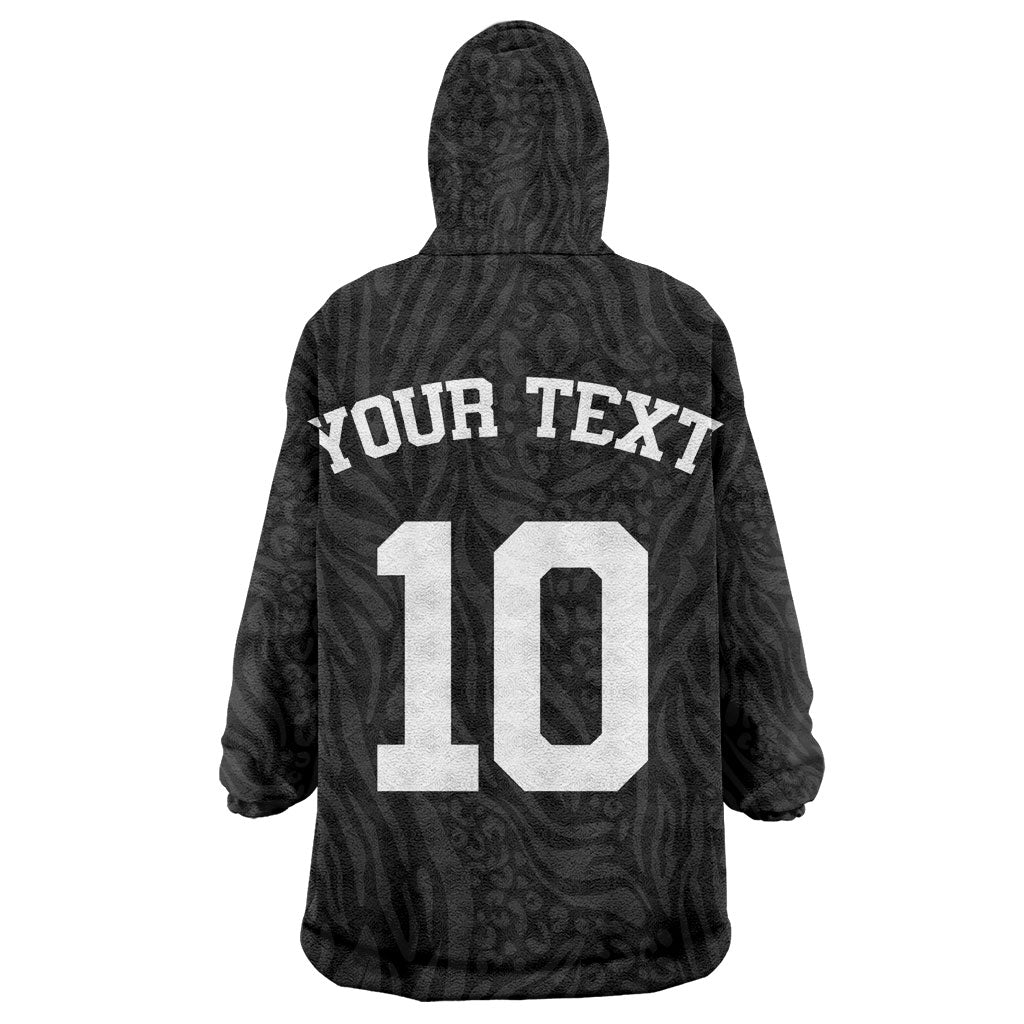 Custom DR Congo Football Wearable Blanket Hoodie Leopards Texture Wild Black