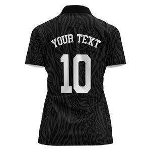 Custom DR Congo Football Women Polo Shirt Leopards Texture Wild Black