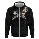 Custom DR Congo Football Zip Hoodie Leopards Texture Wild Black