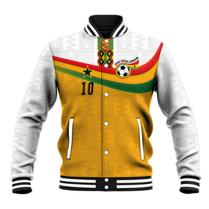 Custom Ghana Football Baseball Jacket Abstract Flag and Kente Pattern