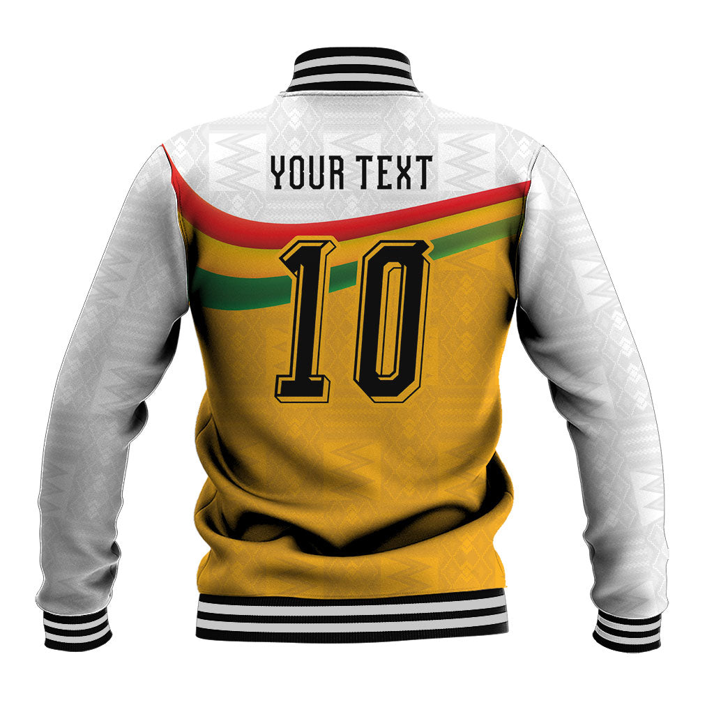 Custom Ghana Football Baseball Jacket Abstract Flag and Kente Pattern